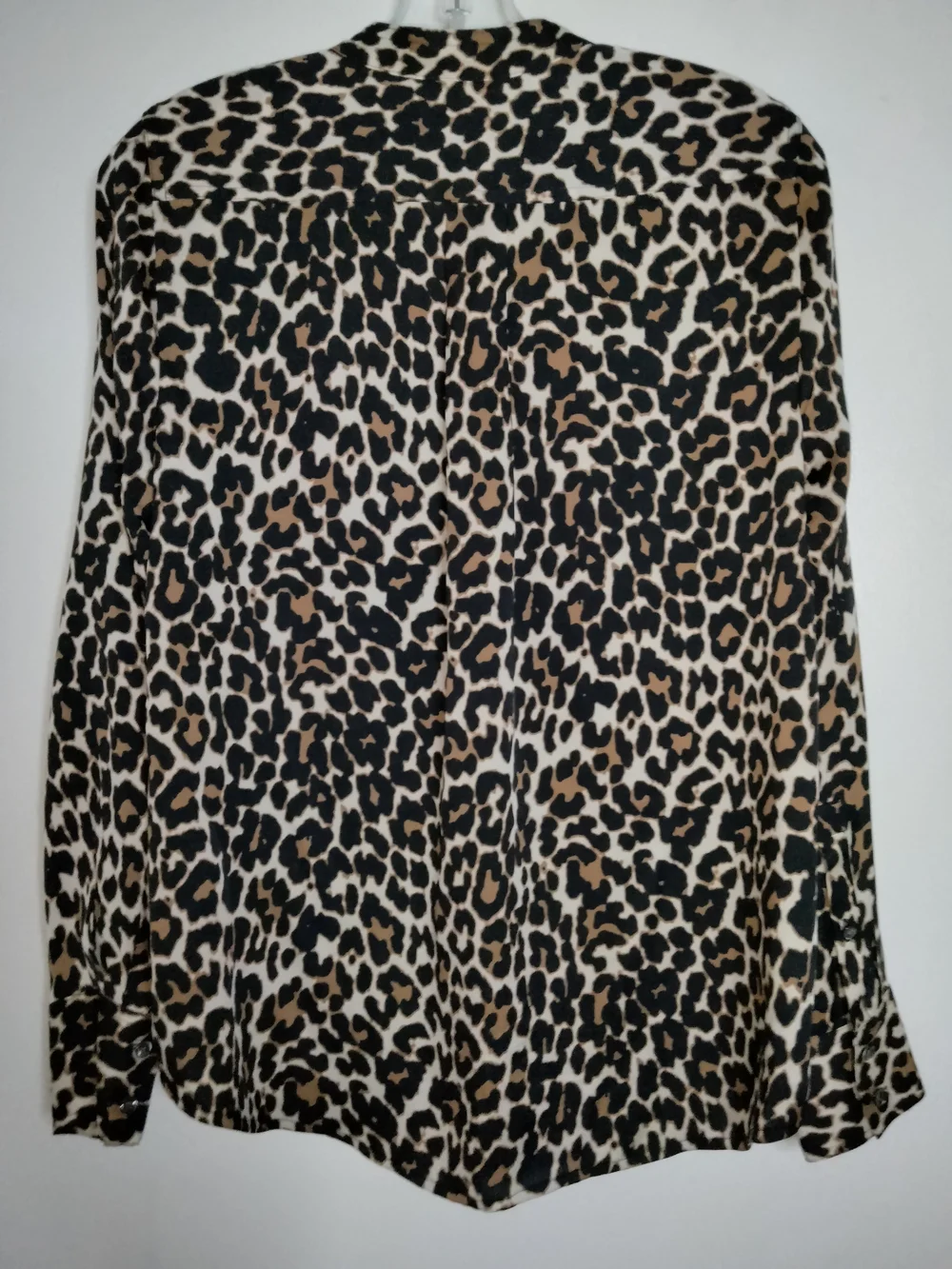 J. Crew (Size 2) Leopard Print Silk Blend Button-Down LS Shirt in Black and Tan